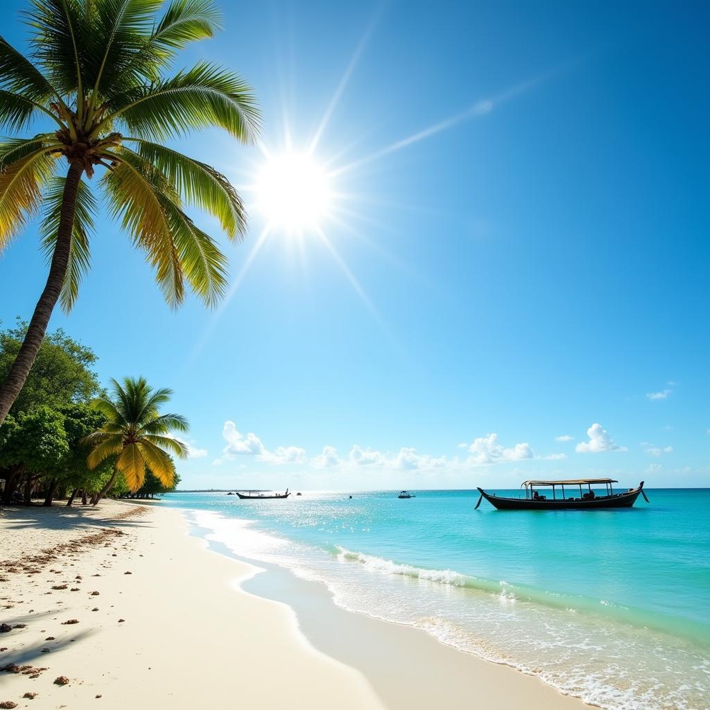 White sand beach in Zanzibar, Tanzania