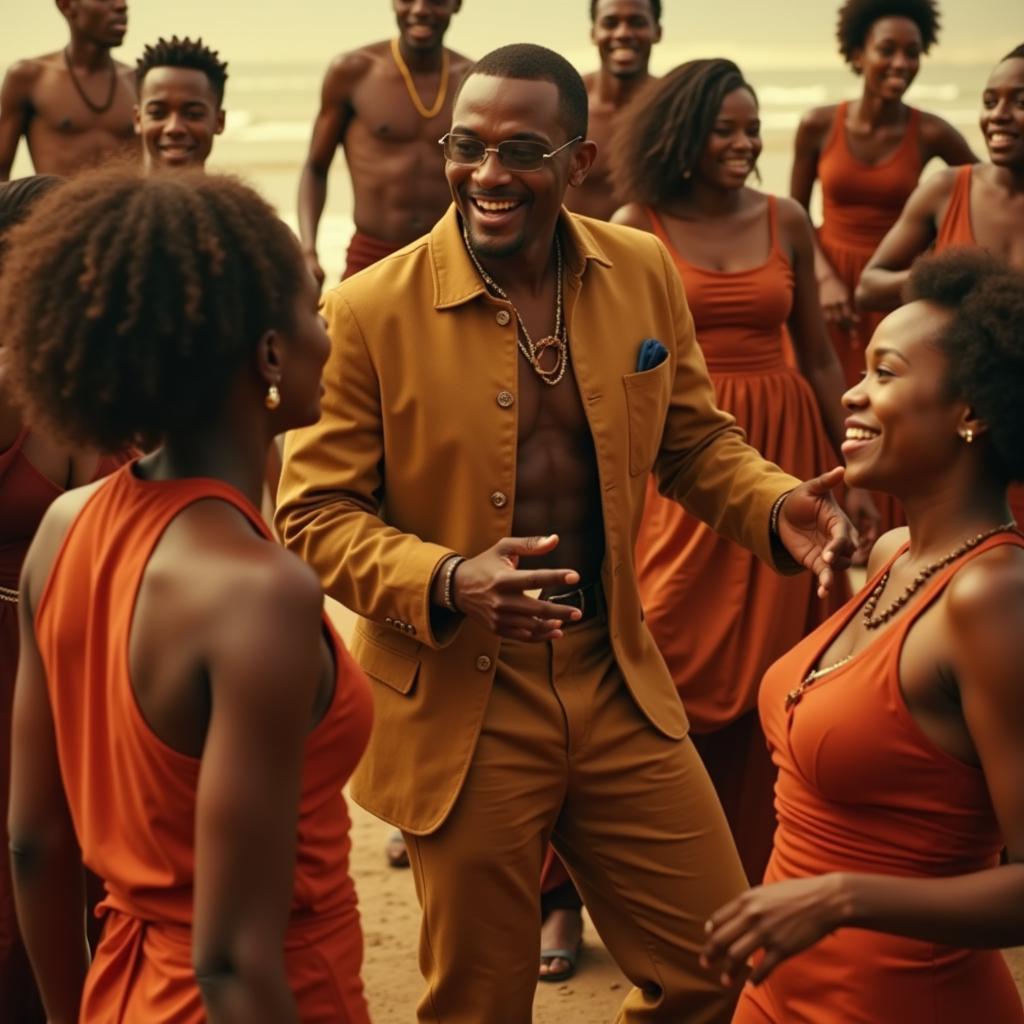 A still from 2Baba's African Queen music video, showcasing the vibrant colors and celebratory atmosphere.