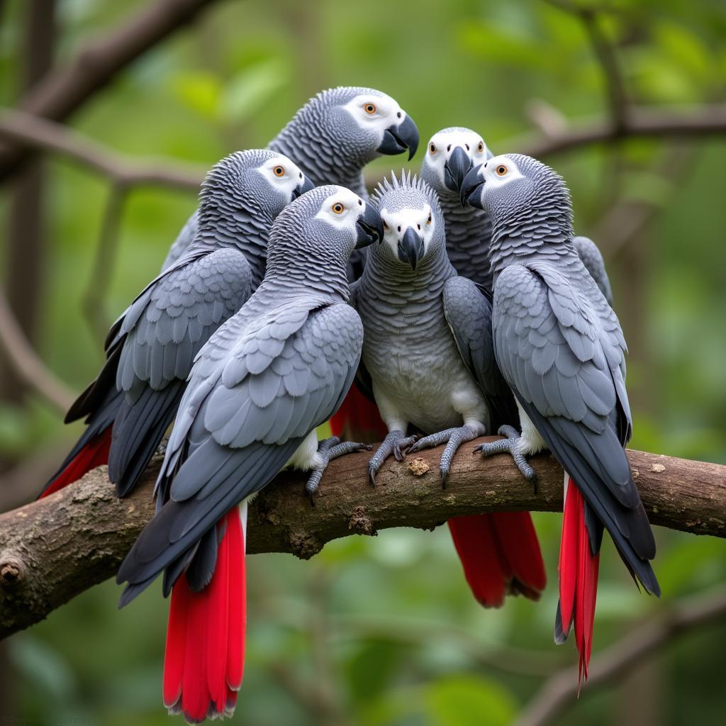 Adult African Grey Parrot Socializing