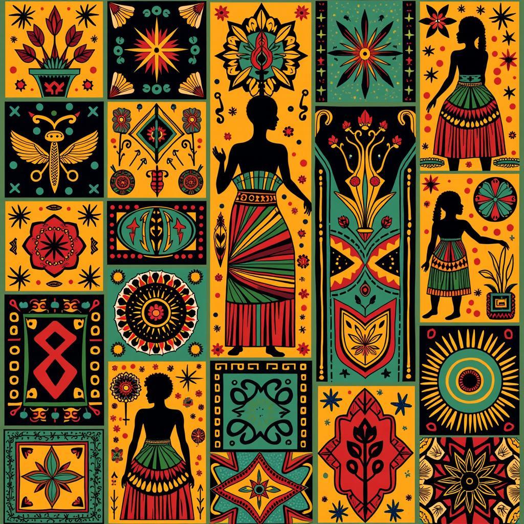 African A4 Pattern: Traditional Motifs