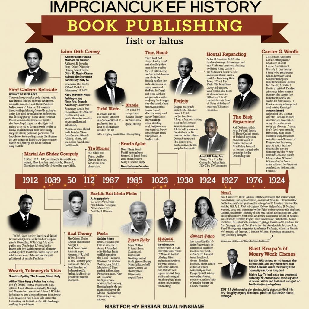 A timeline showcasing the evolution of African American book publishing, highlighting key milestones and influential figures.