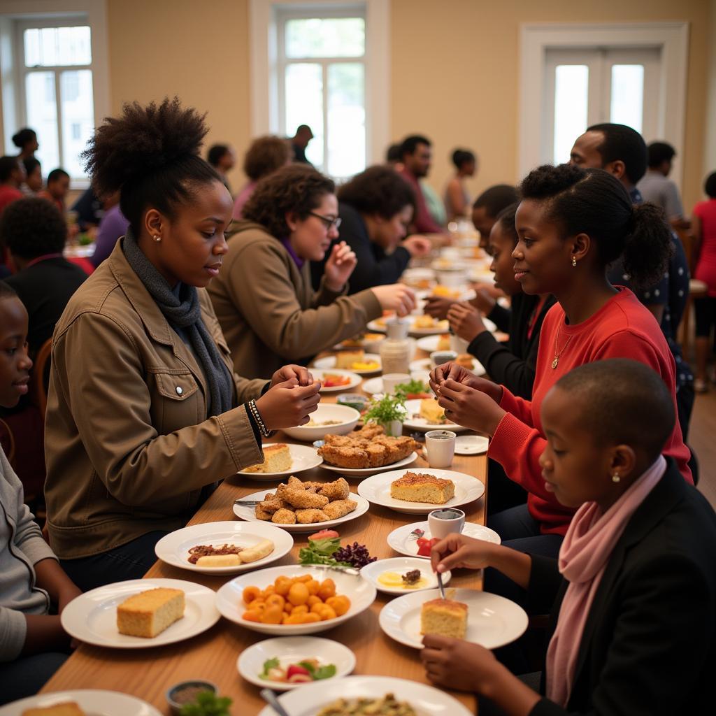 Community members gathering for an event at an African American church in Arlington, TX