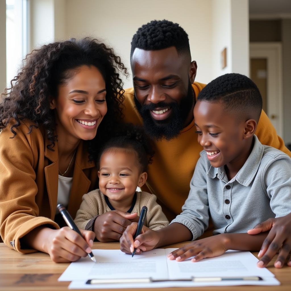 African American Family Buying a Home