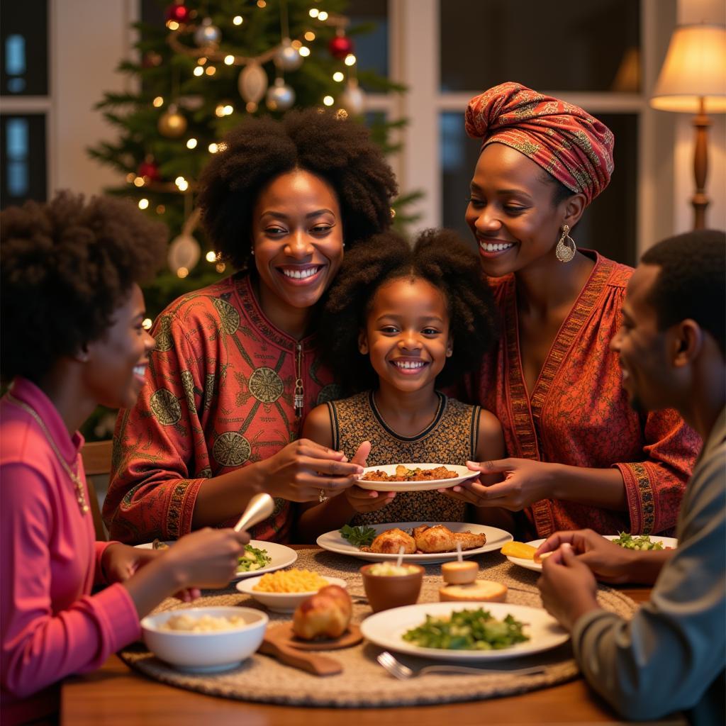 African American Family Celebrating a Holiday