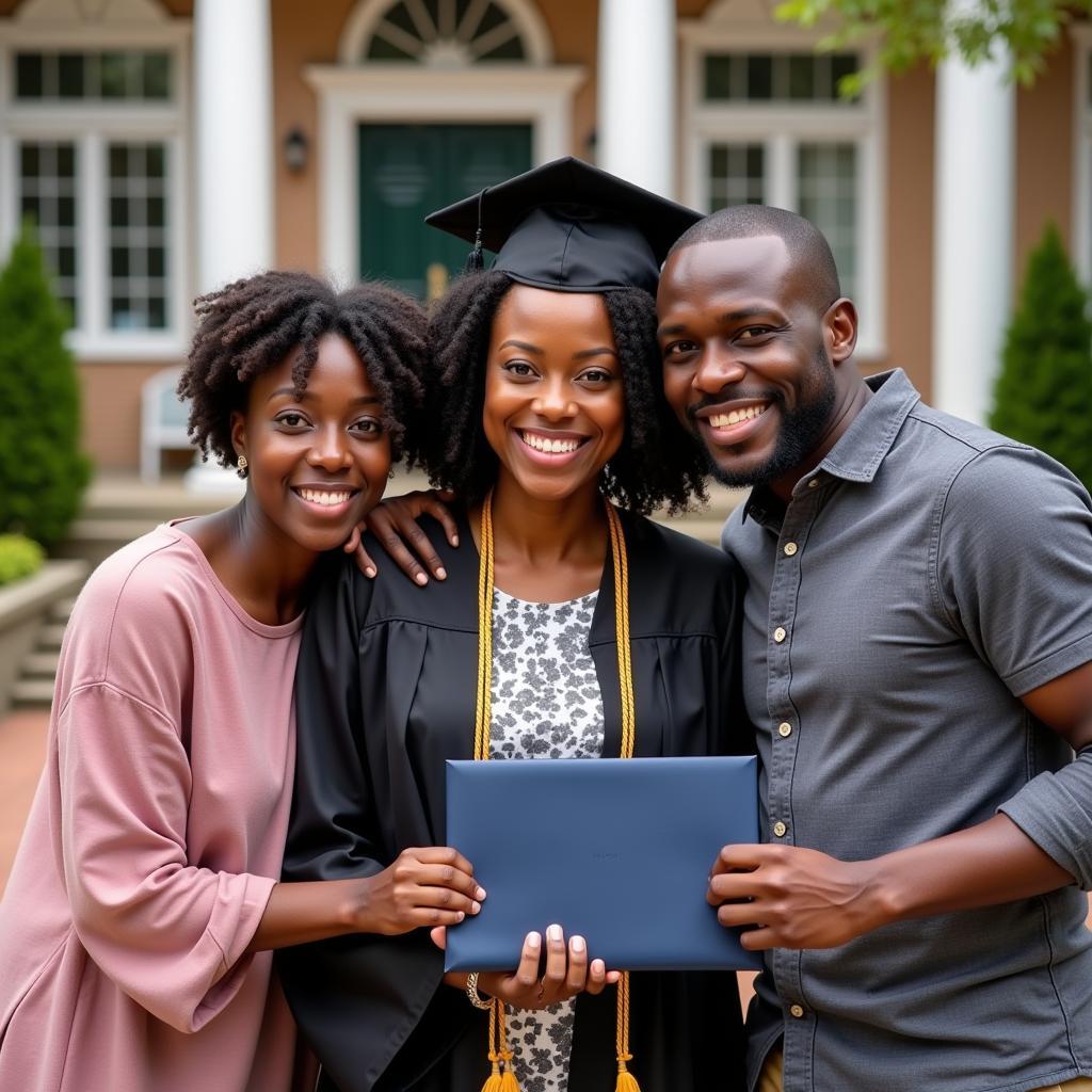 African American Graduate Celebrating with Family