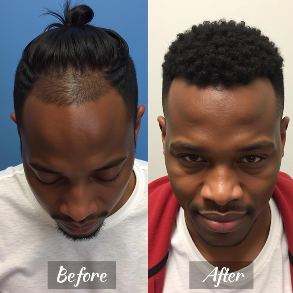 Before and After Comparison of an African American Hair Transplant