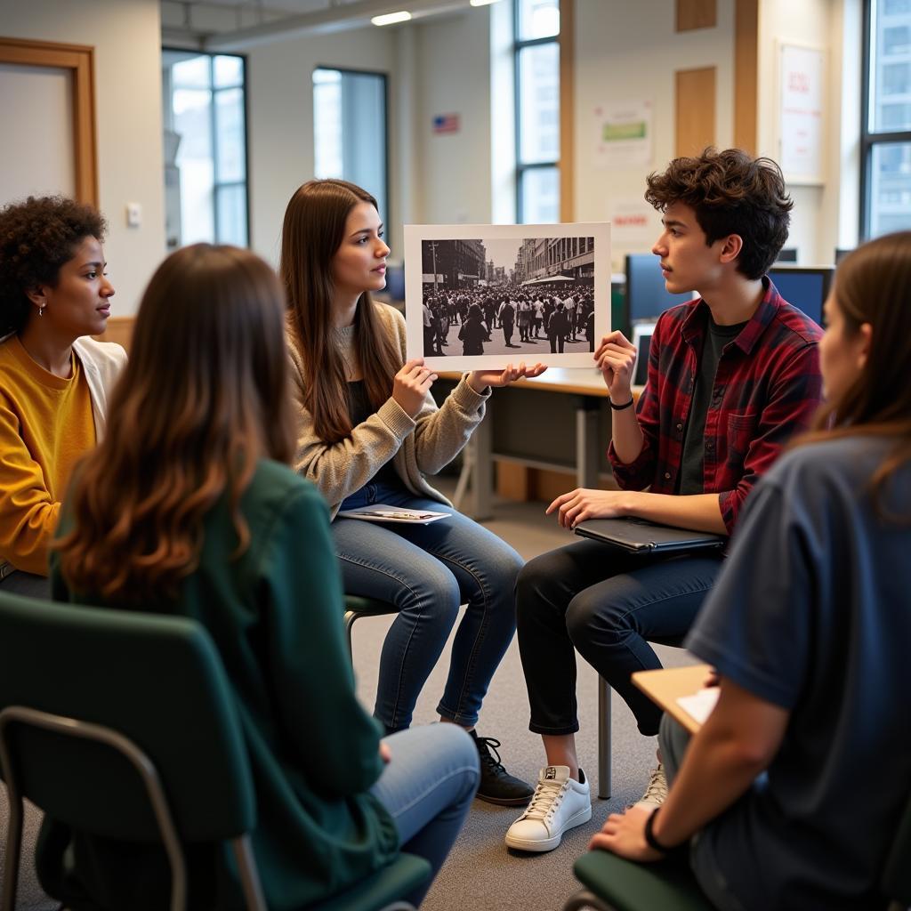 Students participating in a lively discussion about the Civil Rights Movement.