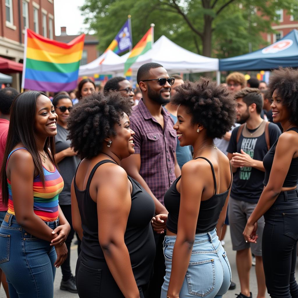 African American LGBTQ+ individuals connecting at community events and gatherings.