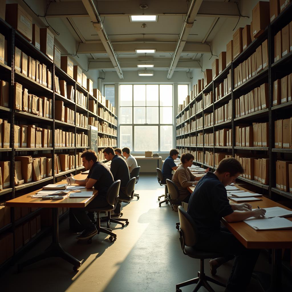 Researchers exploring historical documents in an African American museum archive