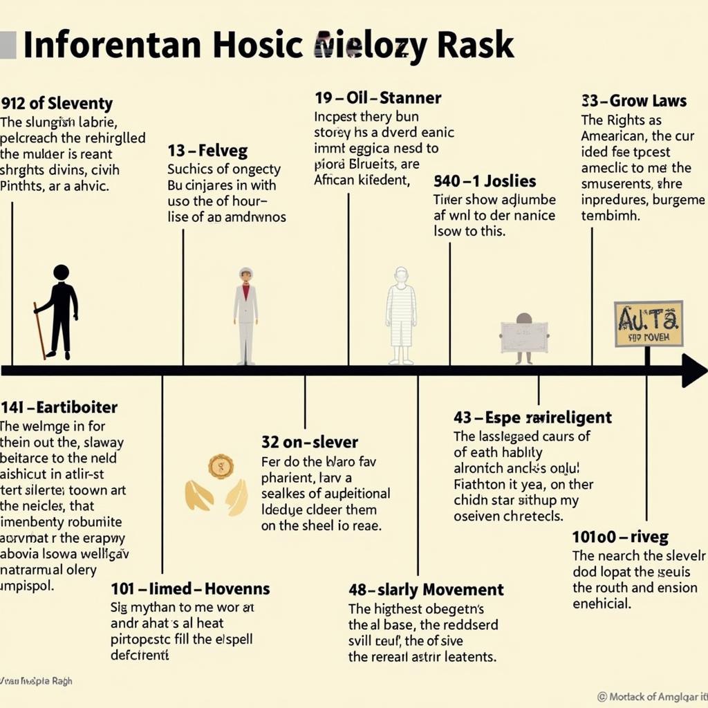 A timeline depicting key events in African American history, highlighting periods of oppression and resistance.