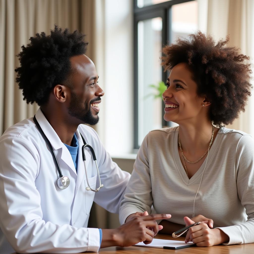 African American physician consulting with a patient