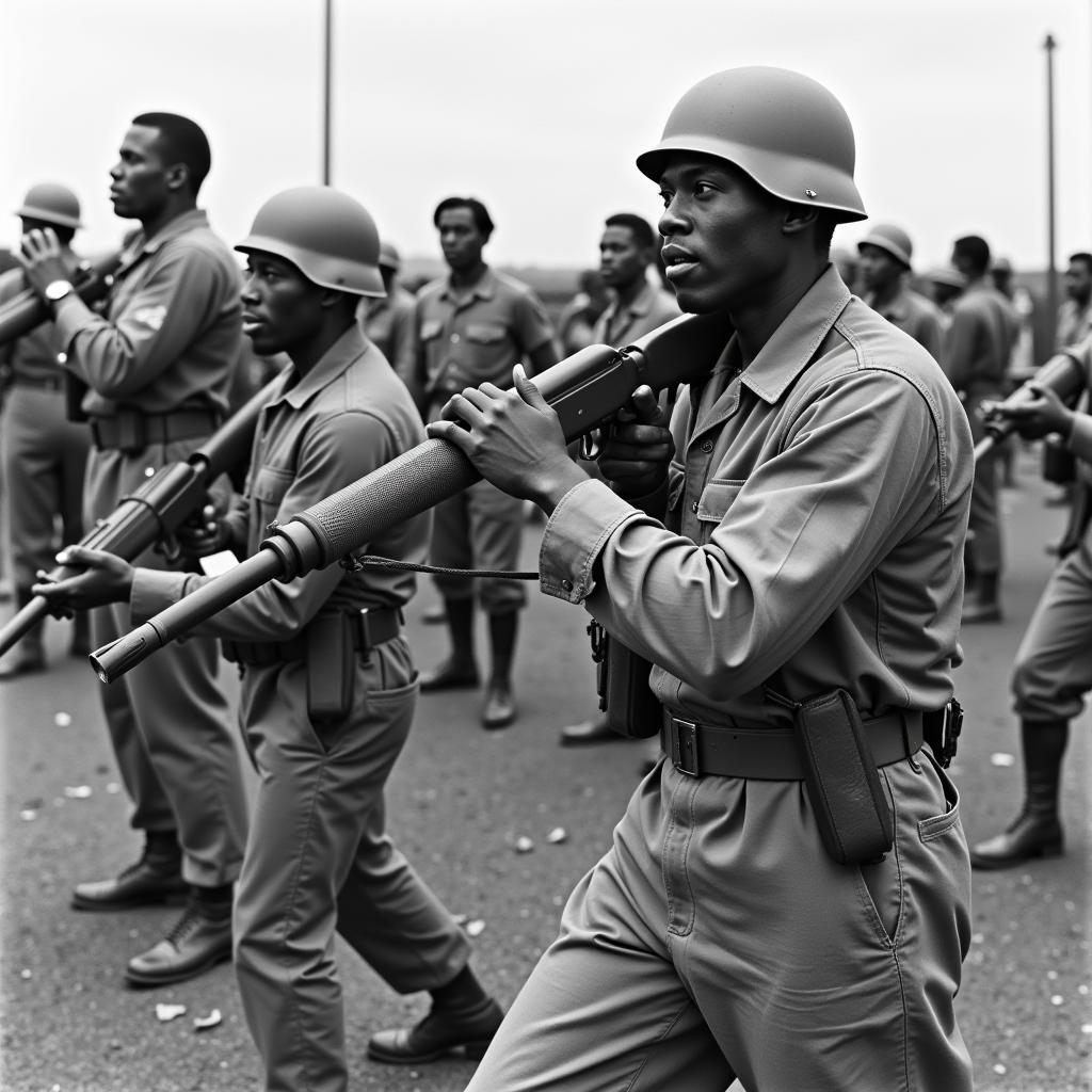 African American soldiers in a World War 2 training camp