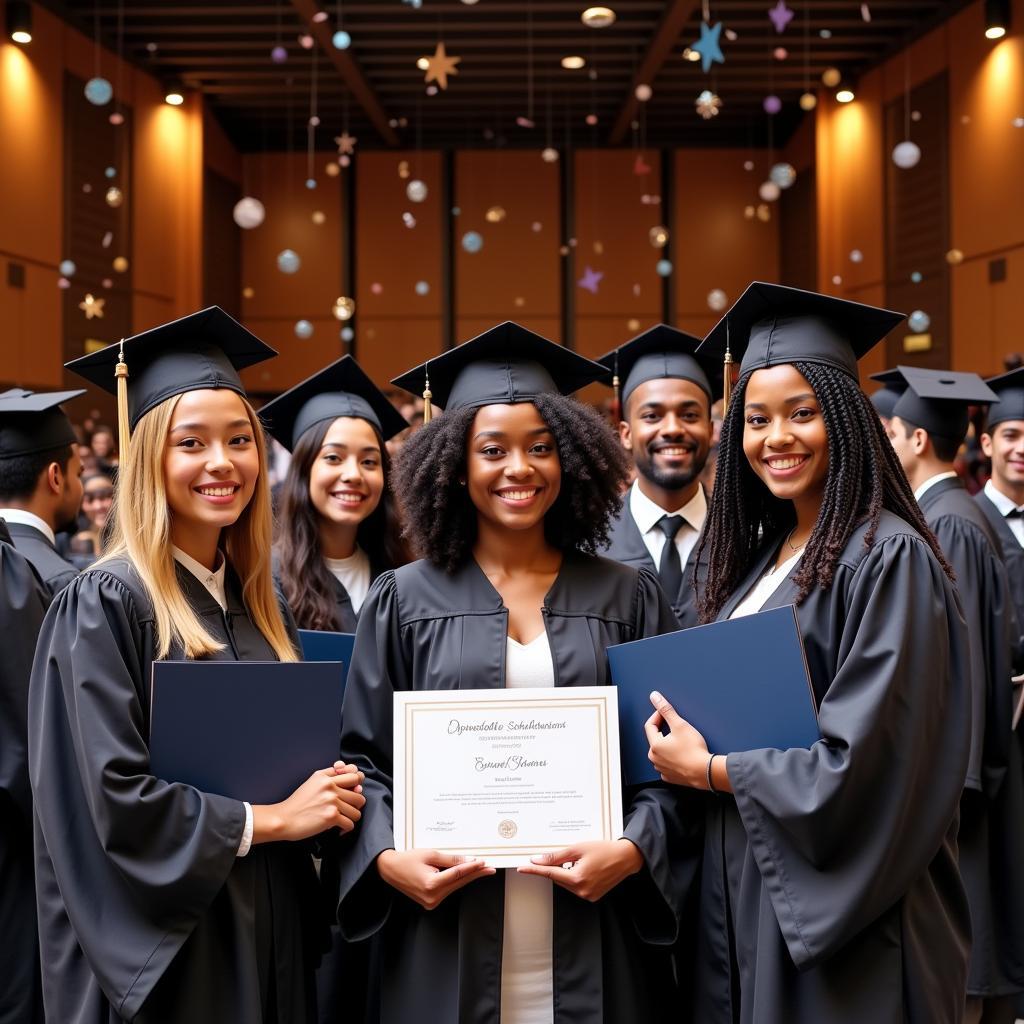 African American students receiving scholarship awards at a ceremony