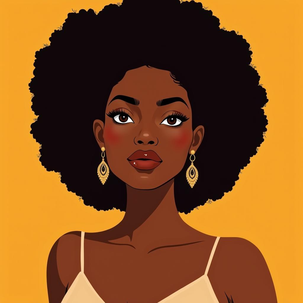 Stylish Vector Portrait of a Confident African American Woman