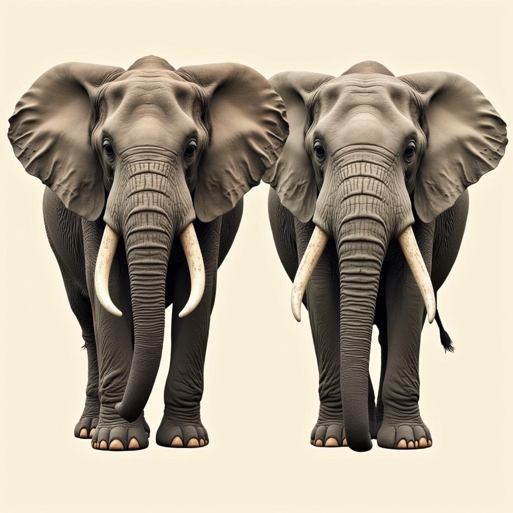 African and Indian Elephant Tusk Comparison