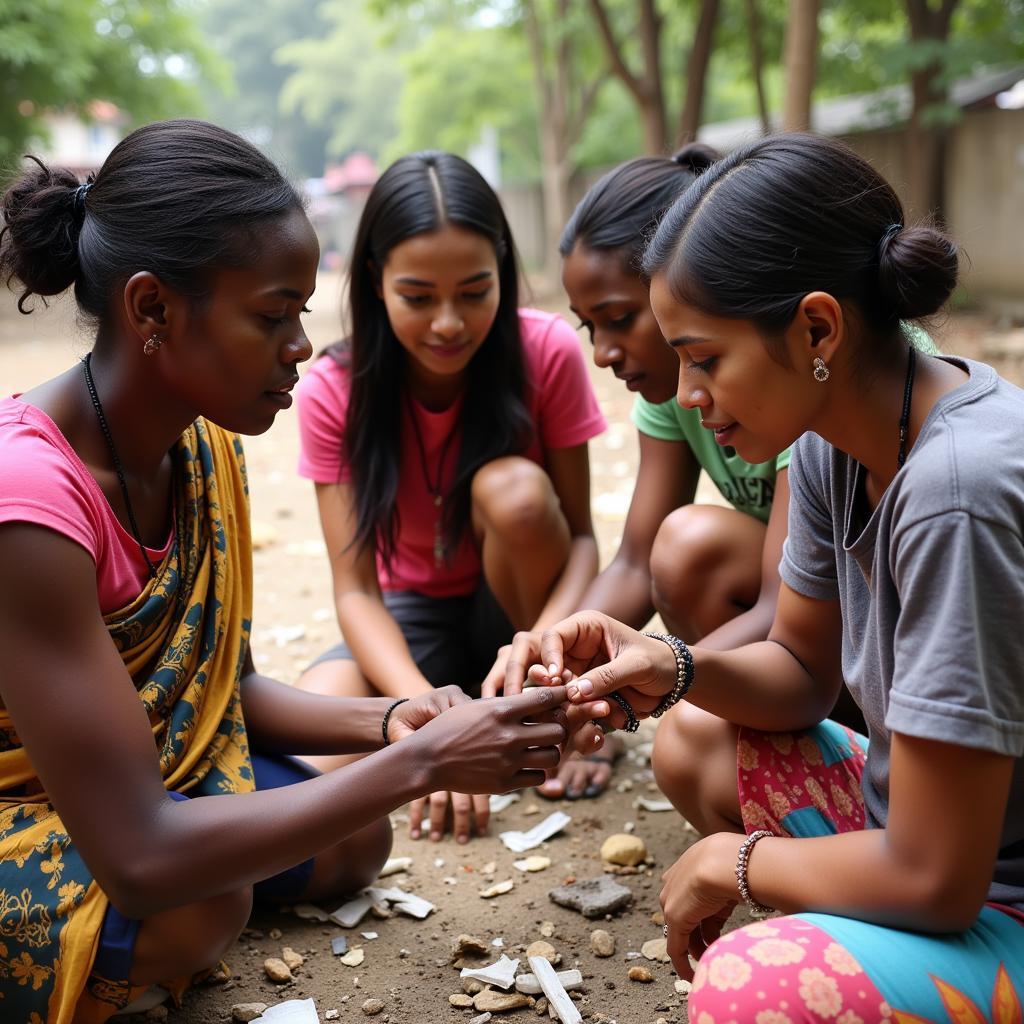 African and Indian Women Collaborating on a Project in Kolkata