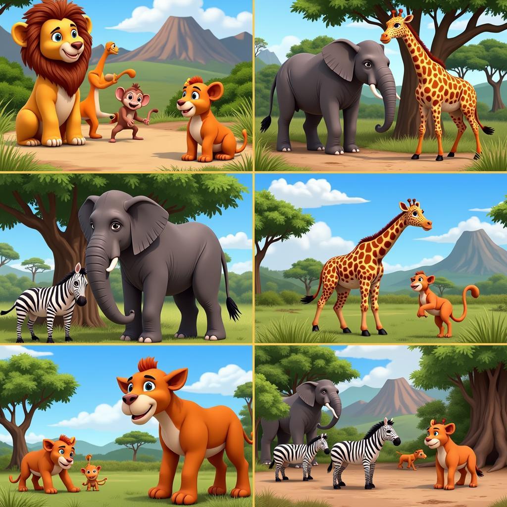 African animals on safari captivating toddlers