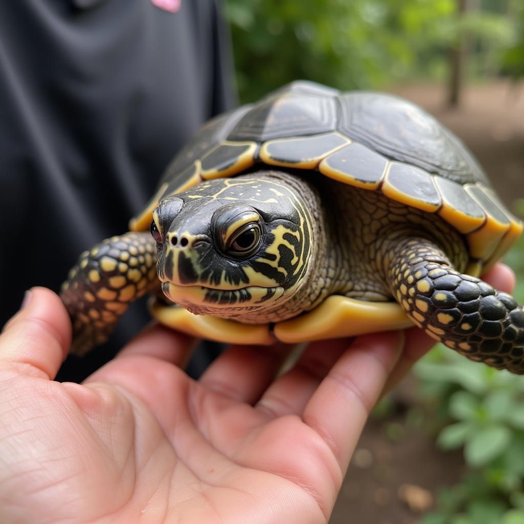 African Aquatic Sideneck Turtle Interaction