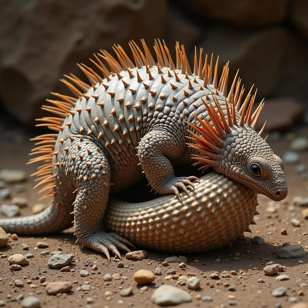 African Armadillo Lizard in Defensive Posture