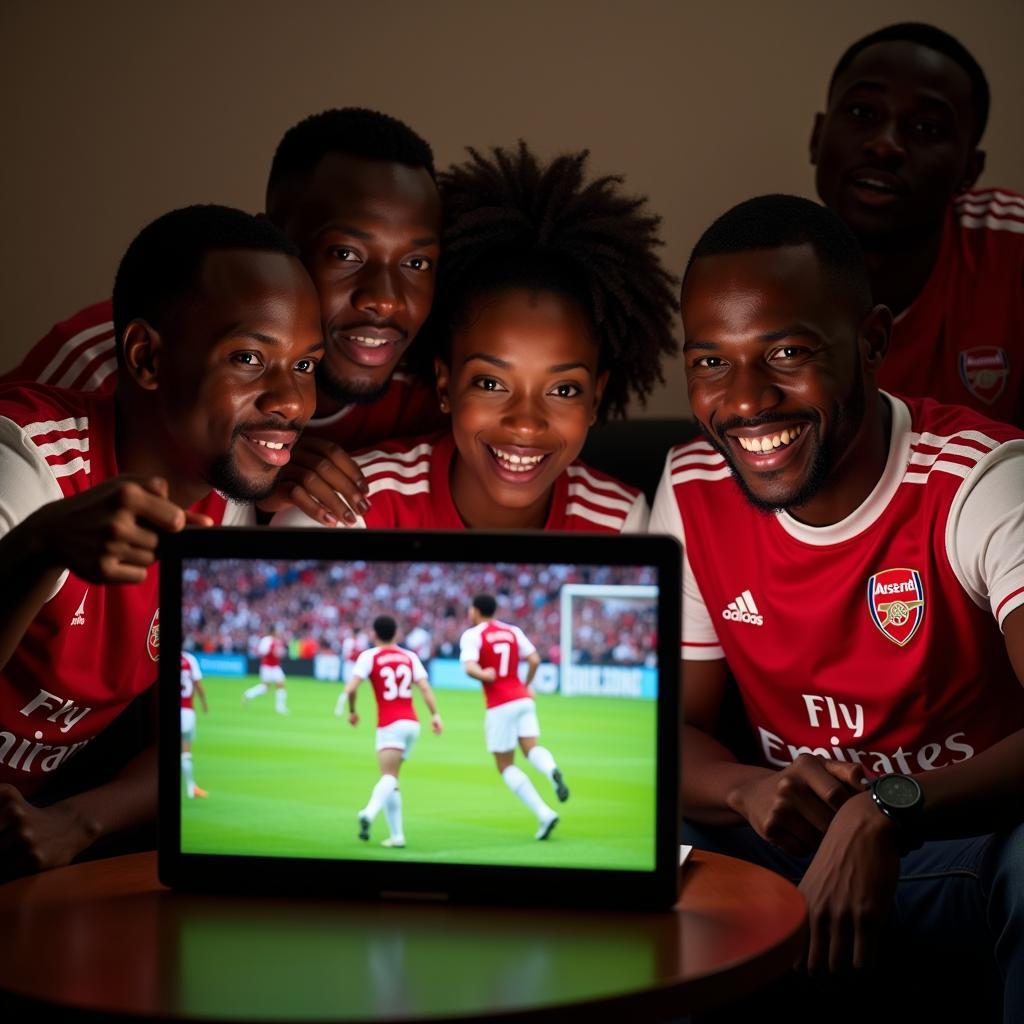 African Arsenal Fans Watching a Match Online