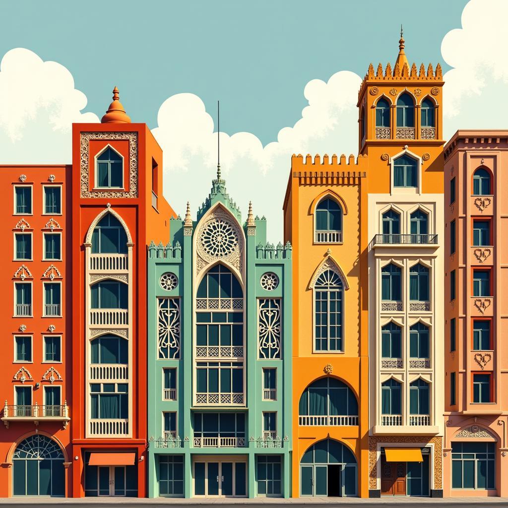 African Art Deco Buildings in Casablanca