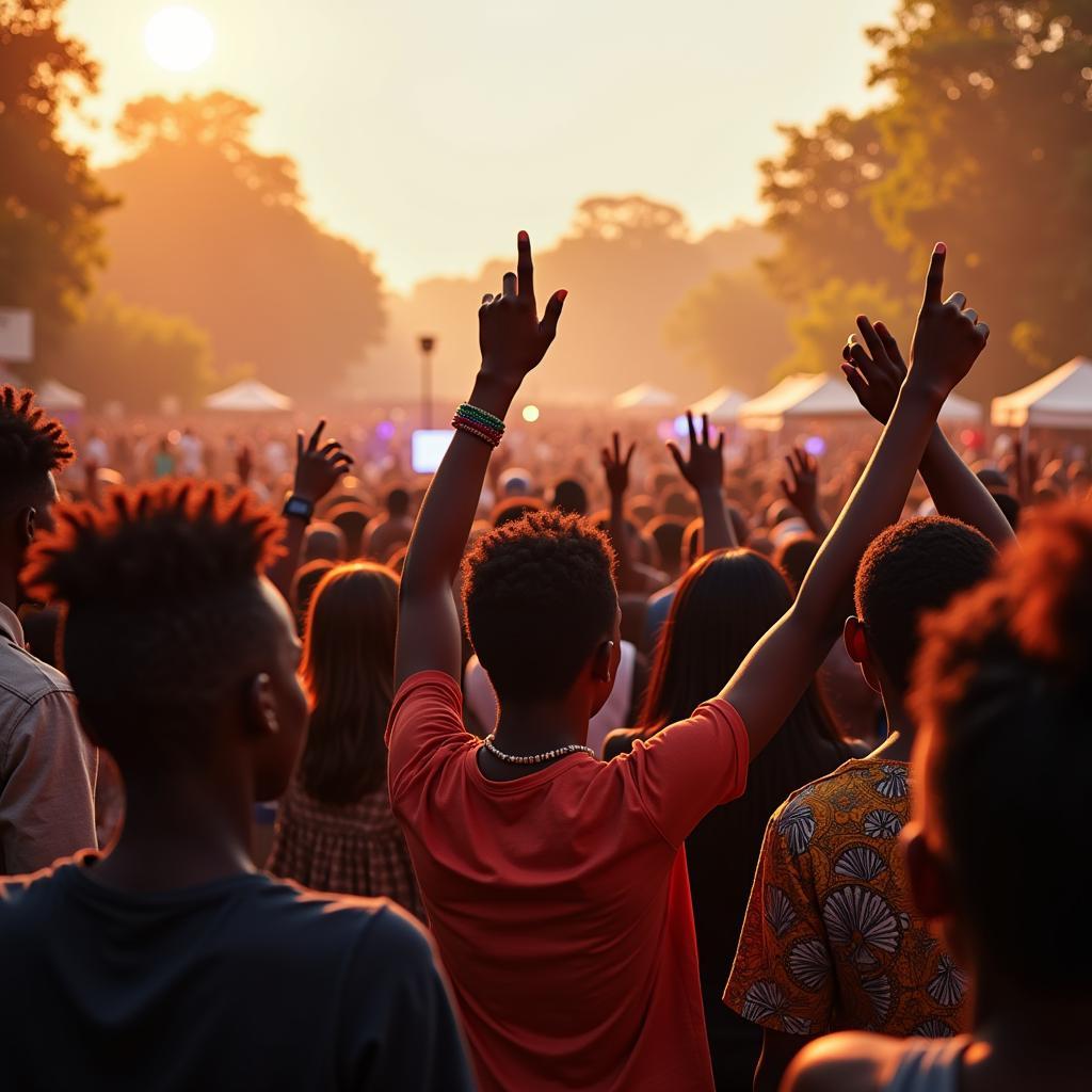 African audience enjoying a live music performance