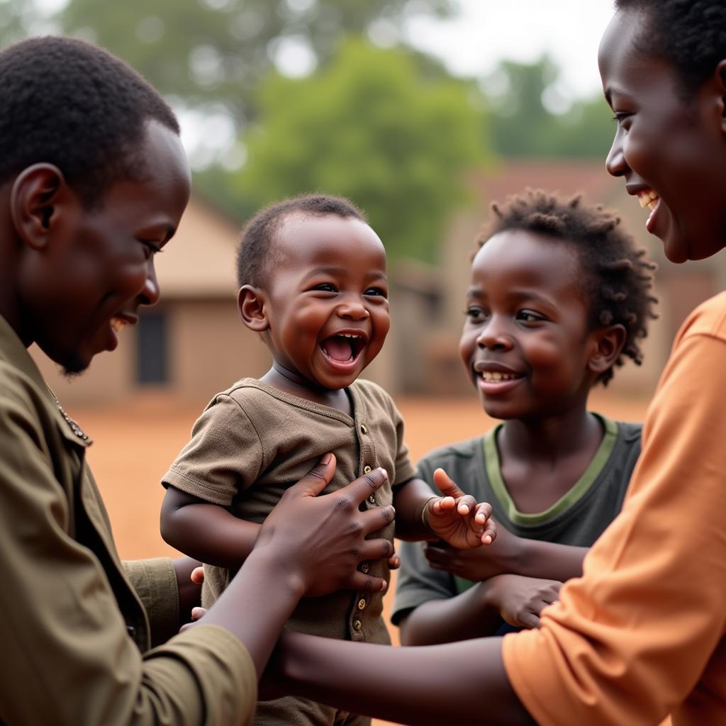 African Baby Laughing with Family