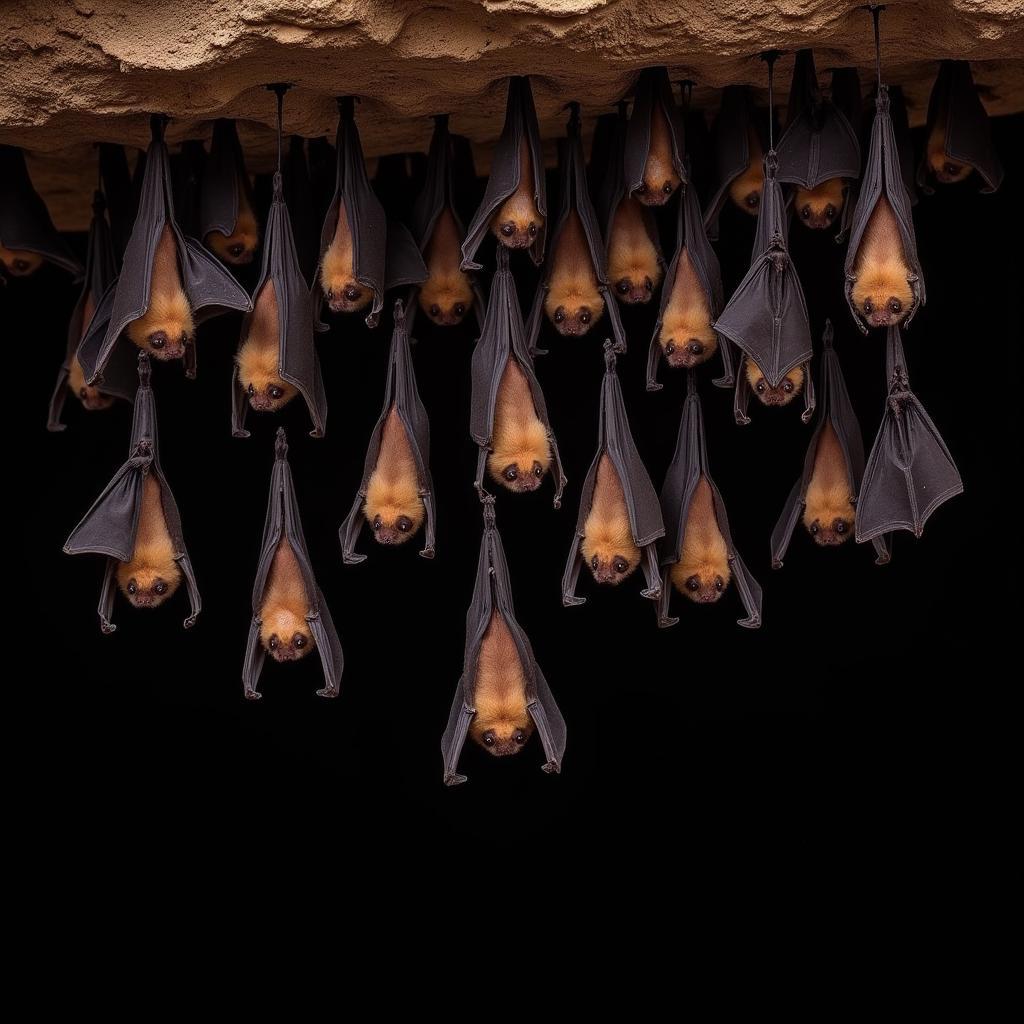 African Bat Roosting in a Cave