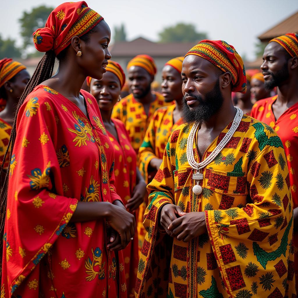 African Bazin Fabric in a Traditional Ceremony