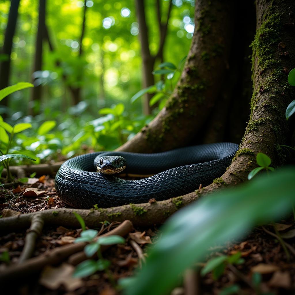 African Black Python in its Natural Habitat