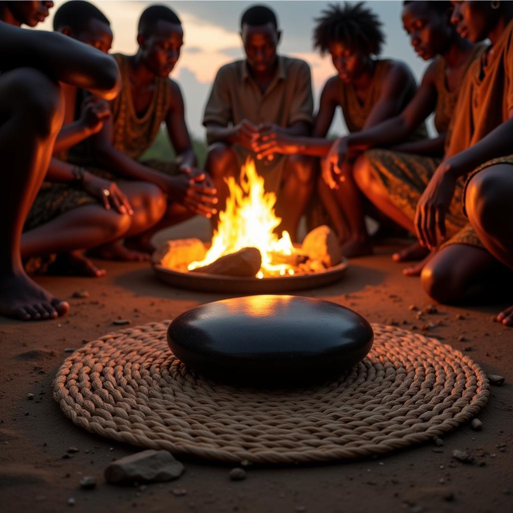 African Black Stone Used in a Traditional Ritual