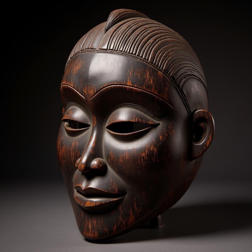 An intricate carving of a ceremonial mask from African blackwood.