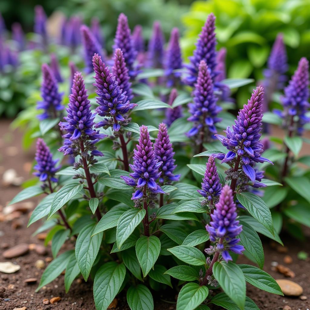 African Blue Basil Kasar Thriving in a Garden