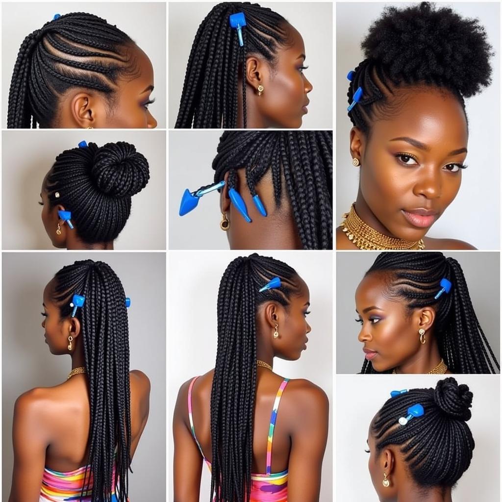 Traditional African Hairstyles with Blue Clips