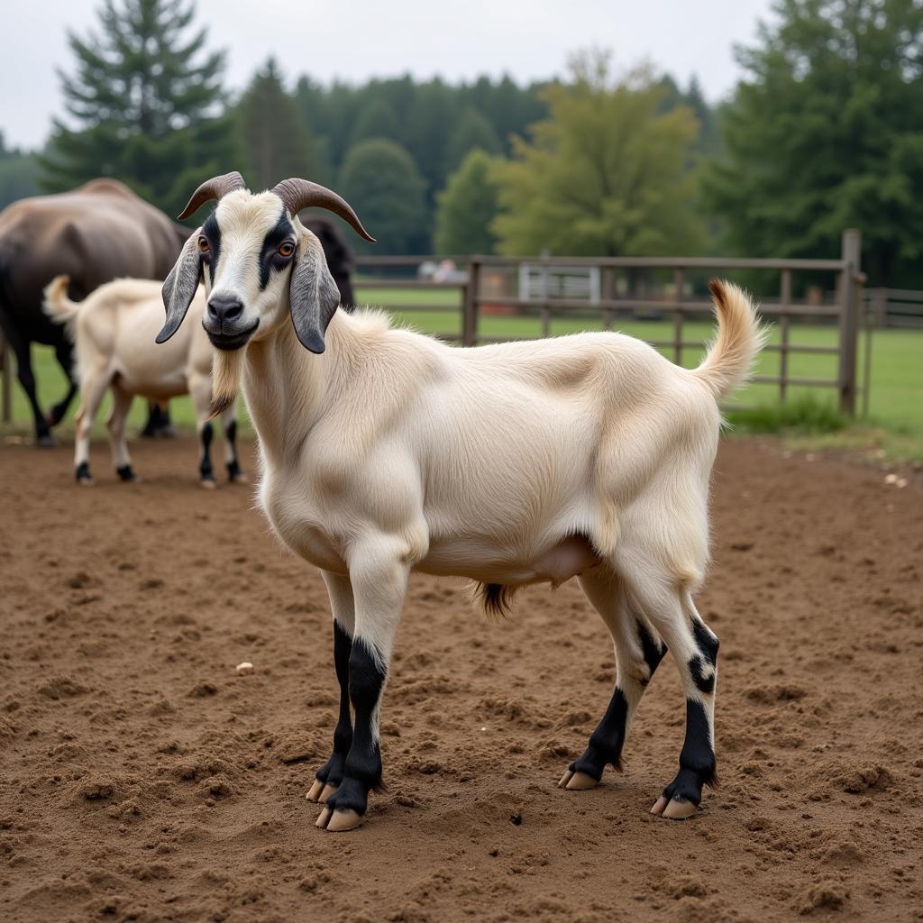 A Boer Goat in a Farm Environment