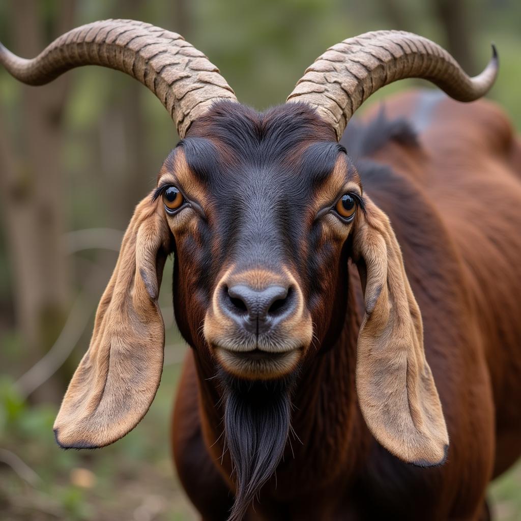 Close-up of African Bore Goat Ears and Horns