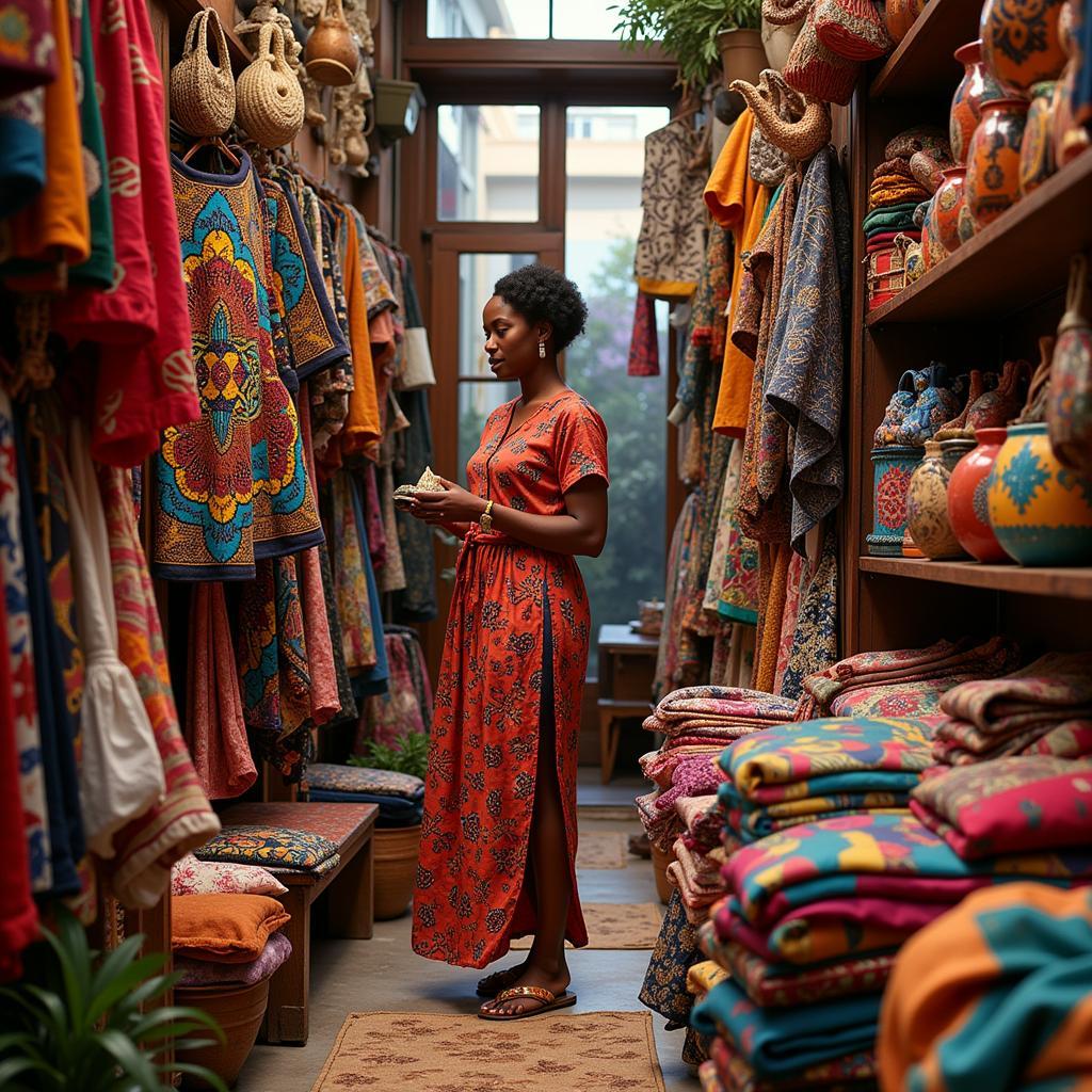 Exploring African culture through boutique stores.