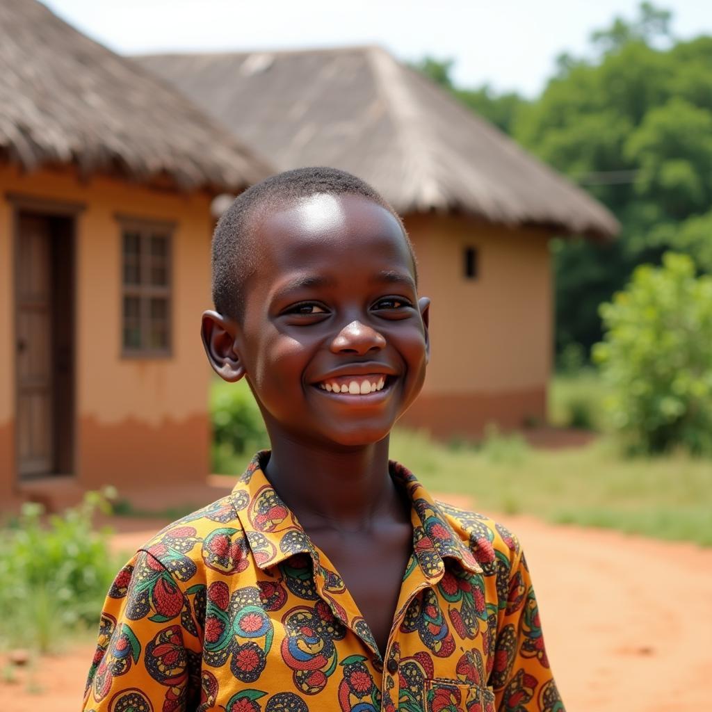 Smiling African Boy in a Ghanaian Village