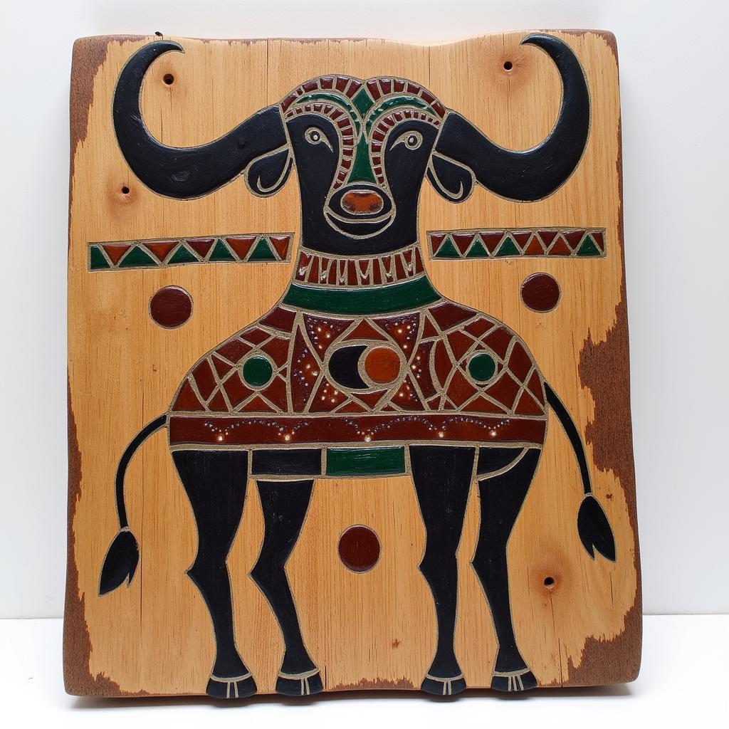 African Tribal Art Depicting an African Buffalo Head Silhouette