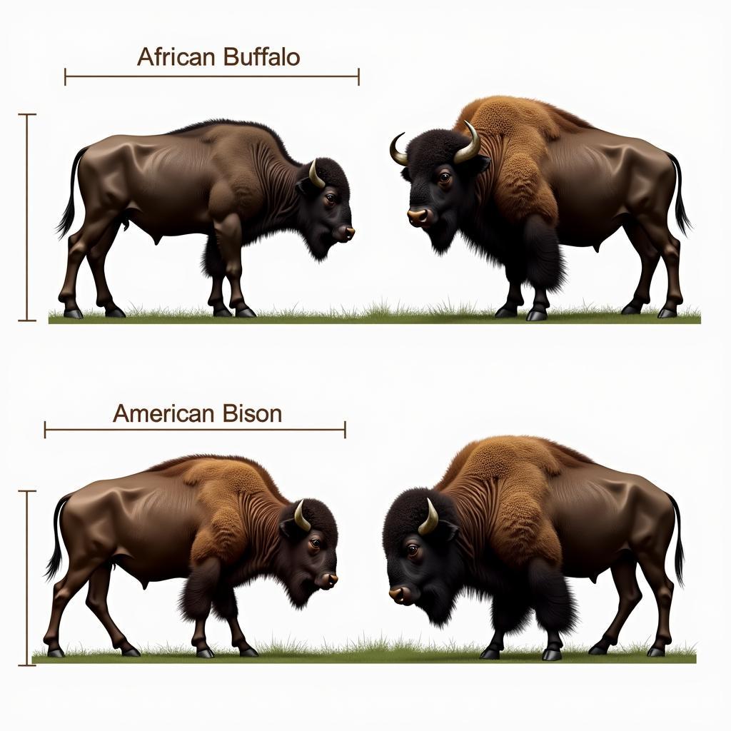 African Buffalo vs American Bison Size Comparison