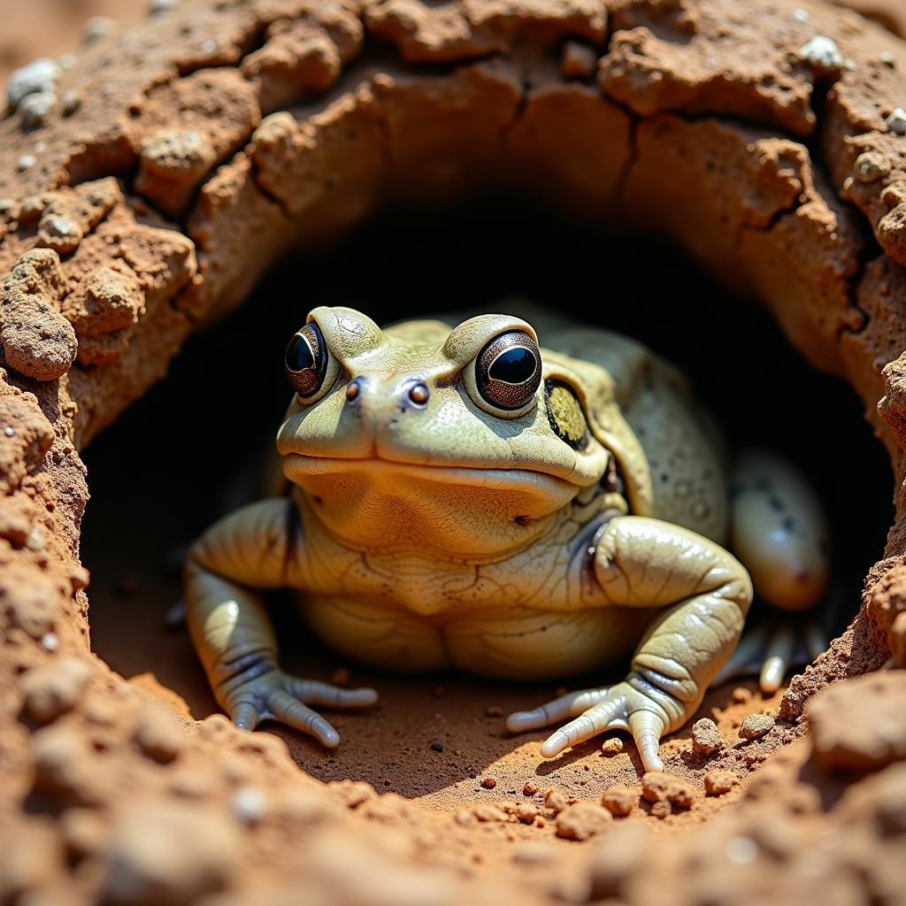 African Bullfrog Underground during Hibernation