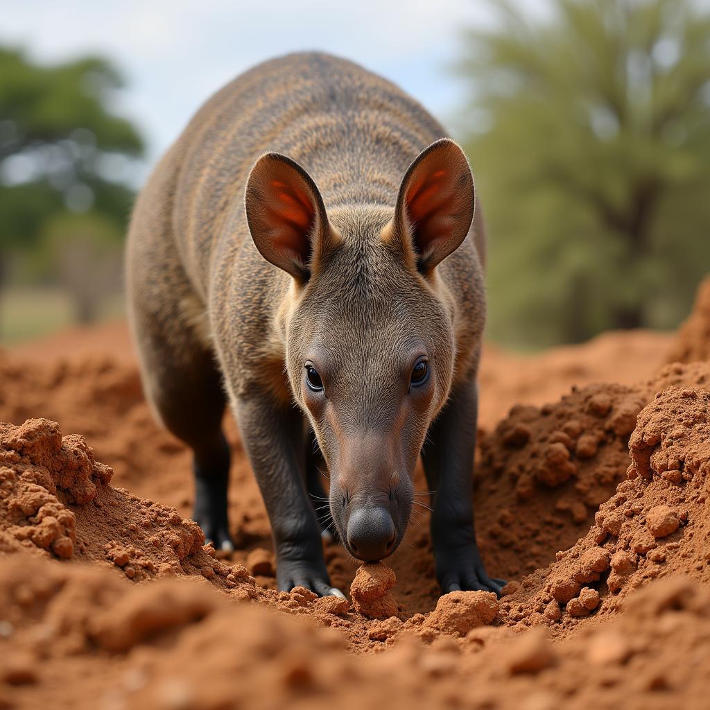 Aardvark Digging a Burrow