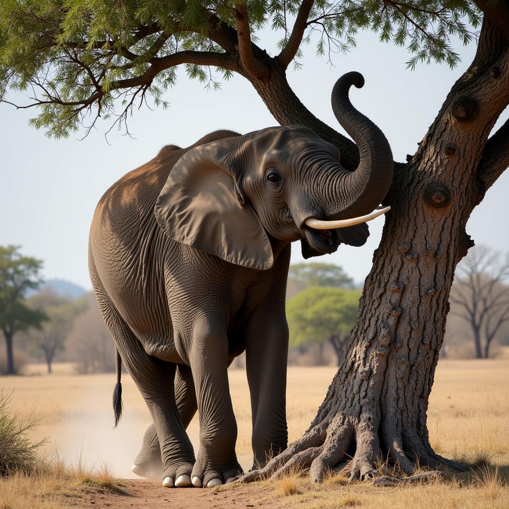 African Bush Elephant Displaying Strength