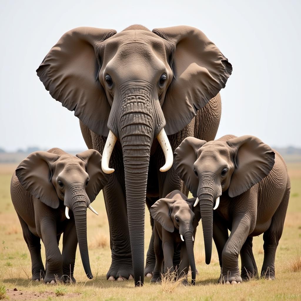 African Bush Elephant Family Group