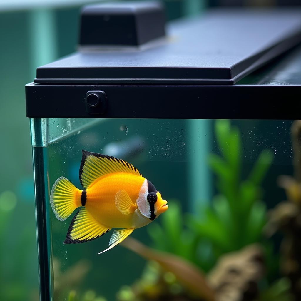 Secure lid on an African Butterfly Fish tank to prevent jumping.