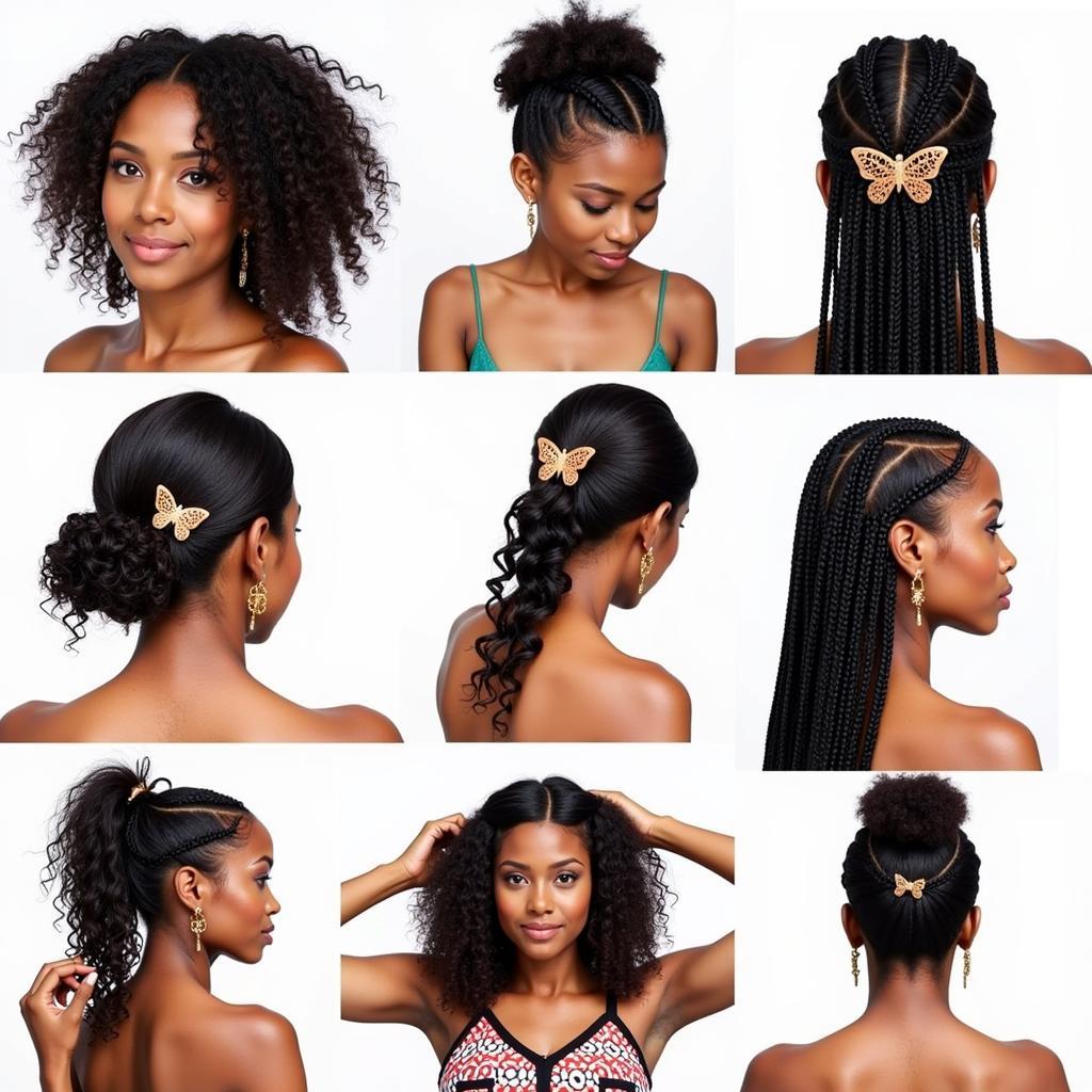 Different Hairstyles with African Butterfly Hair Clips