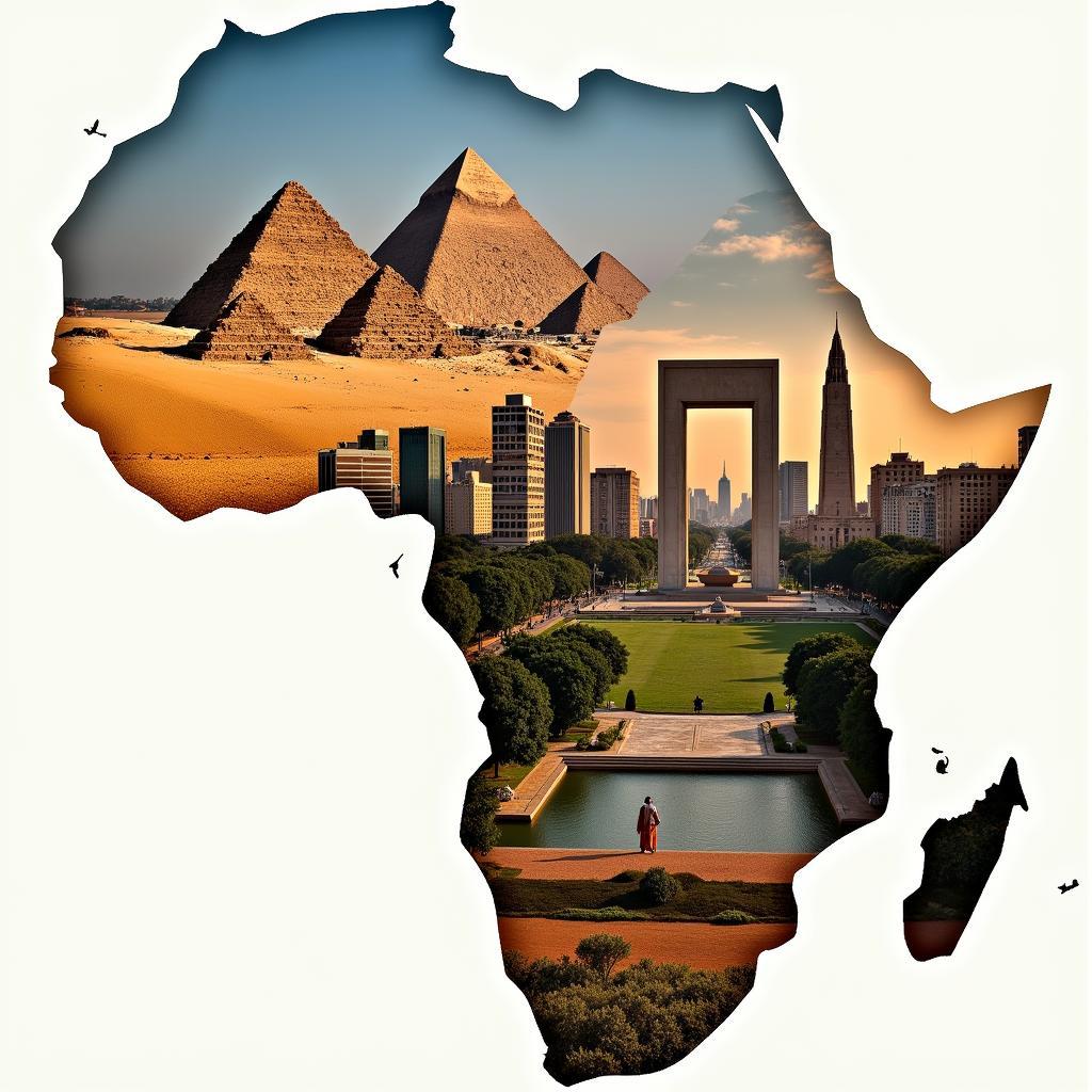 Landmarks in various African capital cities