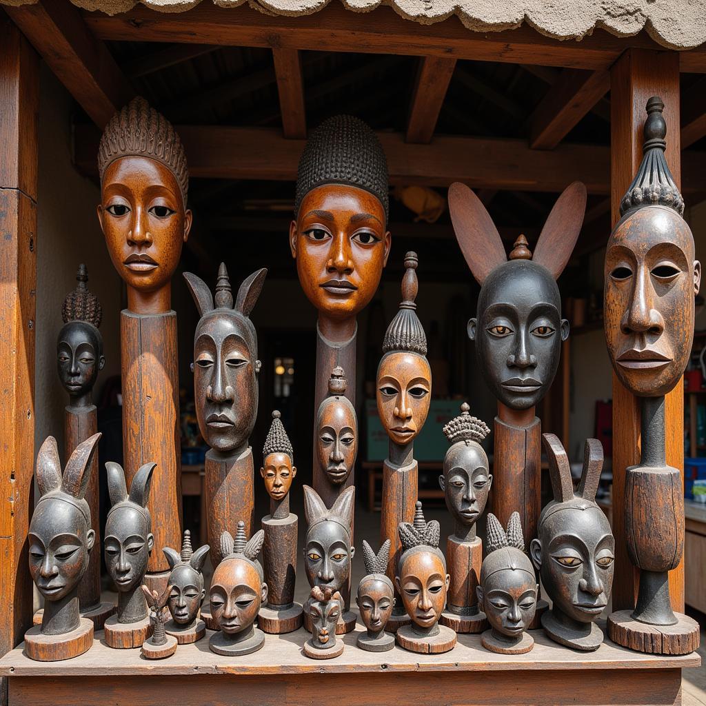 Display of African masks at the carnival