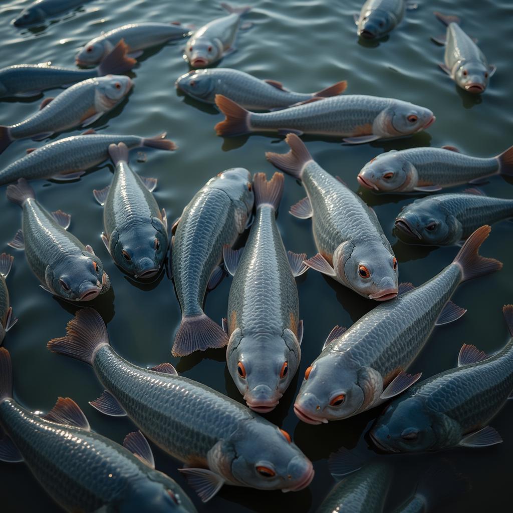 African Catfish in Indian Fish Farm