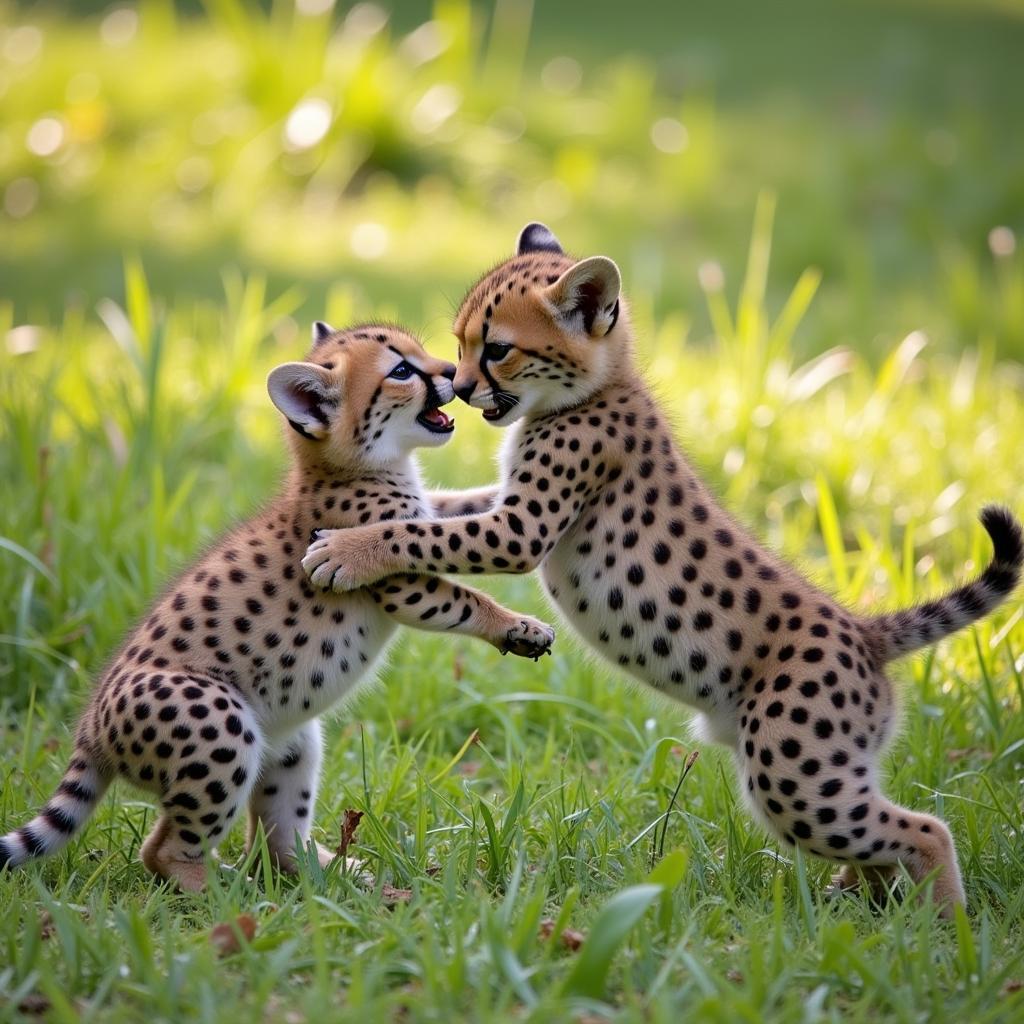 African Cheetah Cubs Playing